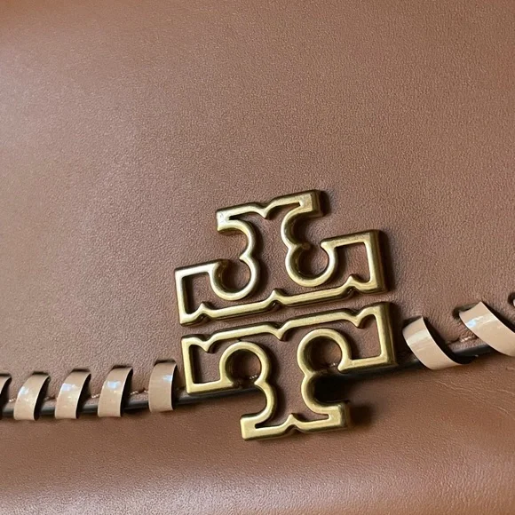 Authentic Tory Burch Britten Mixed Material Shoulder Bag Acorn Suede & Leather. - Picture 5 of 10